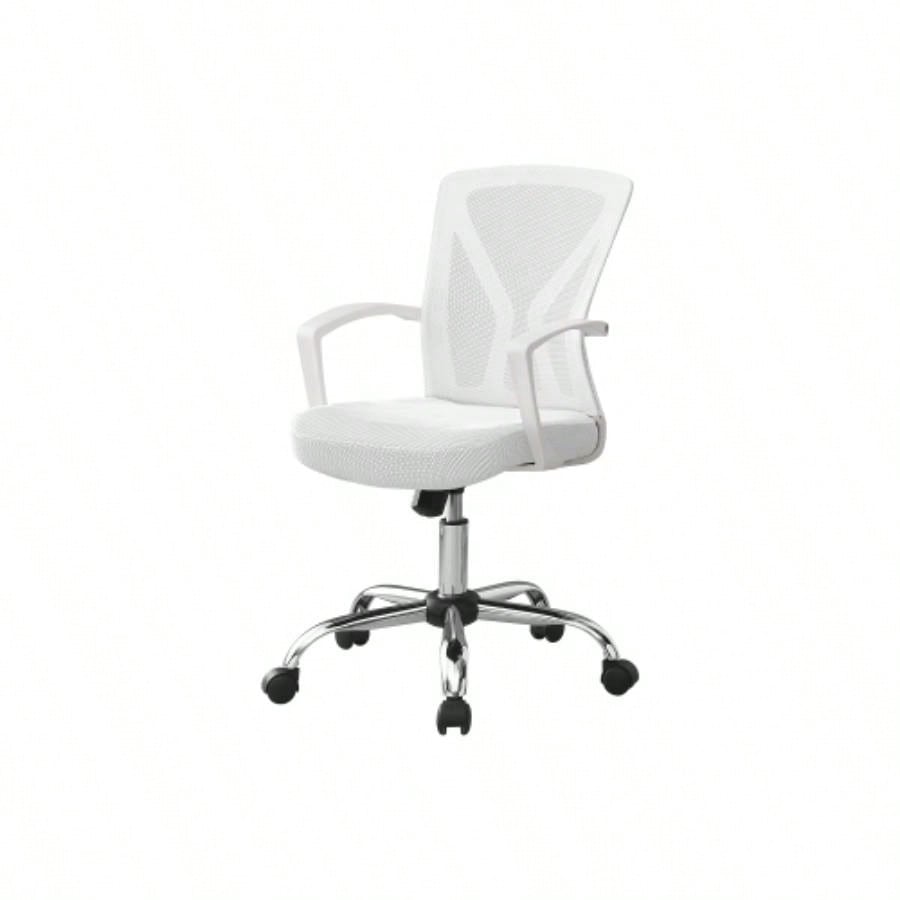 Office Chair, Adjustable Height, Swivel, Ergonomic, Armrests, Computer Desk, Work, White Mesh, Metal, Contemporary, Modern