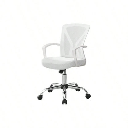 Office Chair, Adjustable Height, Swivel, Ergonomic, Armrests, Computer Desk, Work, White Mesh, Metal, Contemporary, Modern