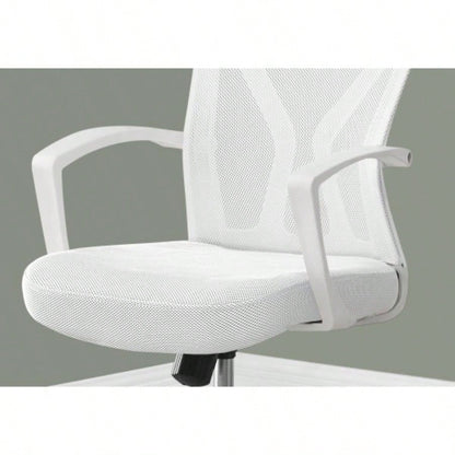Office Chair, Adjustable Height, Swivel, Ergonomic, Armrests, Computer Desk, Work, White Mesh, Metal, Contemporary, Modern