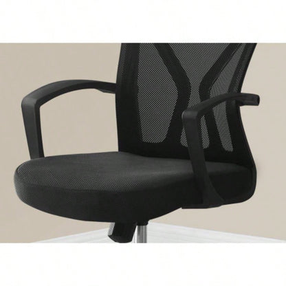 Office Chair, Adjustable Height, Swivel, Ergonomic, Armrests, Computer Desk, Work, Black Mesh, Metal, Contemporary, Modern