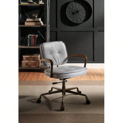 Siecross Vintage White Top Grain Leather Office Chair