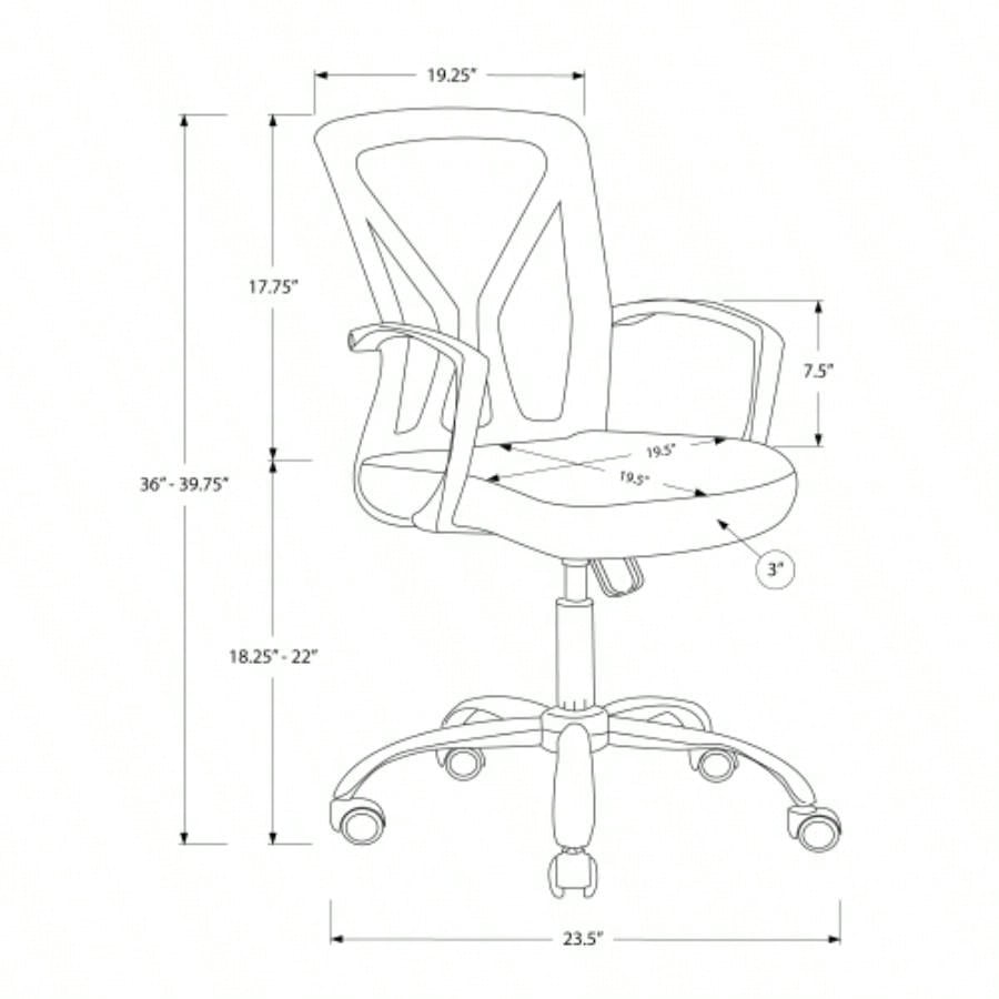 Office Chair, Adjustable Height, Swivel, Ergonomic, Armrests, Computer Desk, Work, White Mesh, Metal, Contemporary, Modern