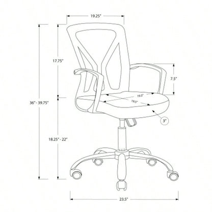 Office Chair, Adjustable Height, Swivel, Ergonomic, Armrests, Computer Desk, Work, White Mesh, Metal, Contemporary, Modern
