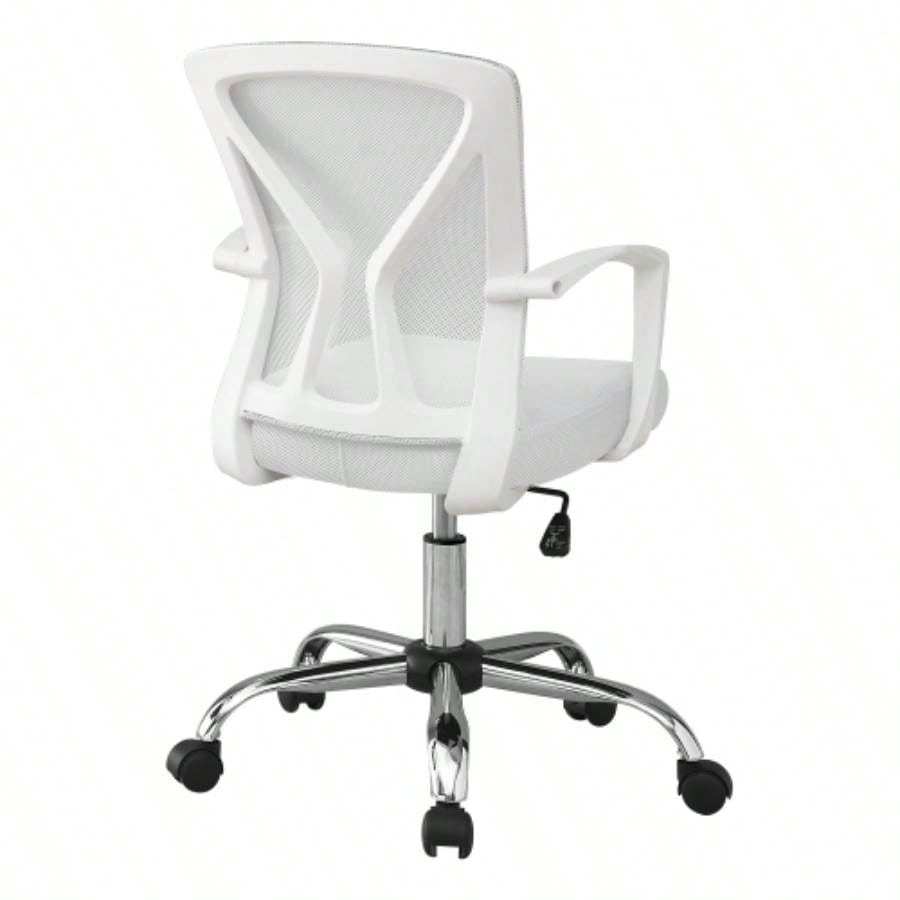 Office Chair, Adjustable Height, Swivel, Ergonomic, Armrests, Computer Desk, Work, White Mesh, Metal, Contemporary, Modern