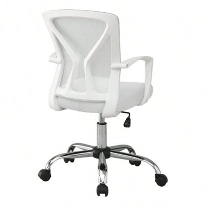 Office Chair, Adjustable Height, Swivel, Ergonomic, Armrests, Computer Desk, Work, White Mesh, Metal, Contemporary, Modern