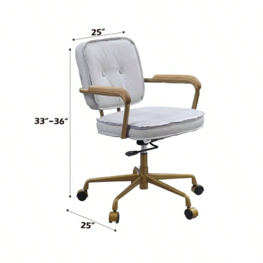 Siecross Vintage White Top Grain Leather Office Chair