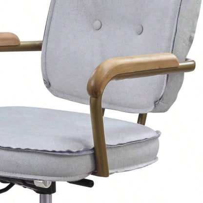 Siecross Vintage White Top Grain Leather Office Chair