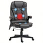 HOMCOM High Back Vibration Massage Office Chair with 6 Vibration Points, Heated Reclining PU Leather Computer Chair with Armrest and Remote, Dark Brown