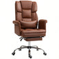 HOMCOM Executive Office Chair, PU Leather Ergonomic Office Desk Chair, Reclining and Swivel Chair with Footrest and Lumbar Support, Brown