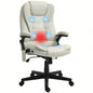 HOMCOM 6 Point Vibrating Massage Office Chair with Heat, Microfiber High Back Executive Office Chair with Reclining Backrest, Padded Armrests and Remote, Beige