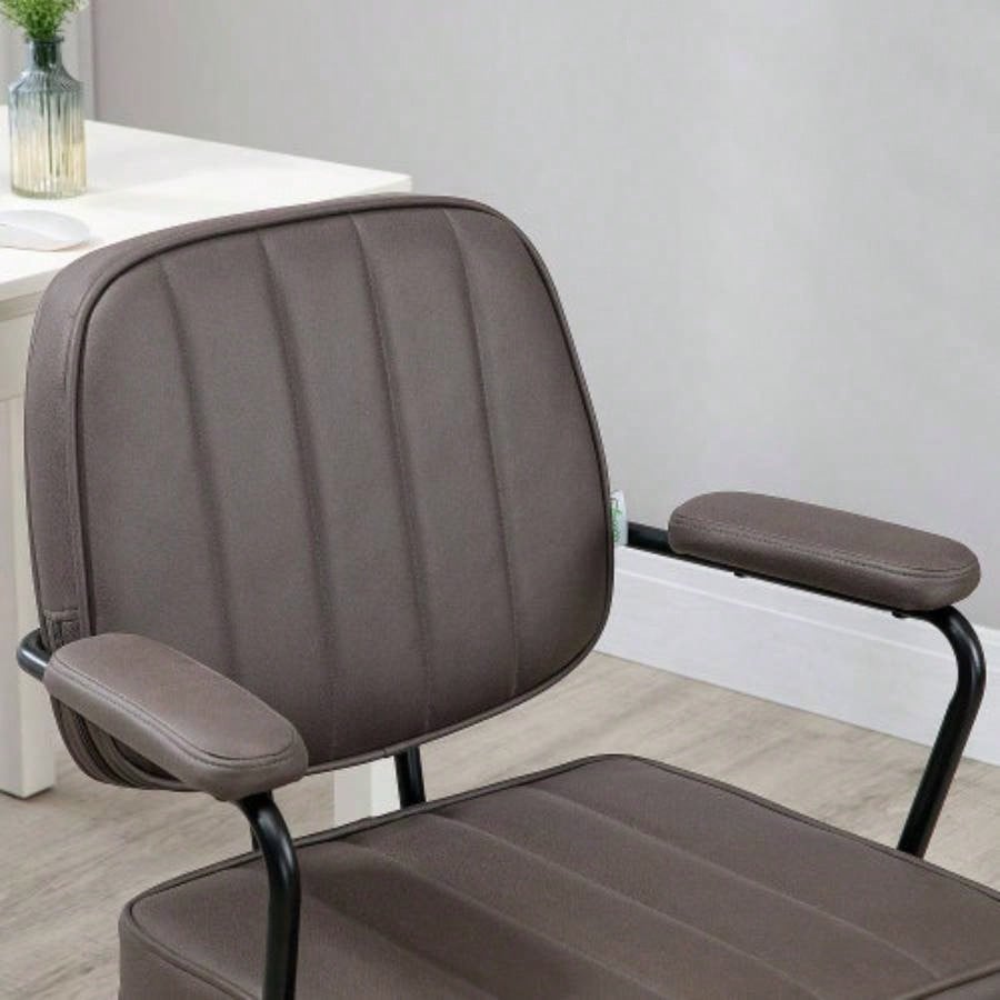 Vinsetto Home Office Chair, Microfiber Computer Desk Chair with Swivel Wheels, Adjustable Height, and Tilt Function, Light Brown