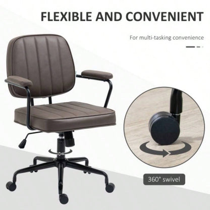 Vinsetto Home Office Chair, Microfiber Computer Desk Chair with Swivel Wheels, Adjustable Height, and Tilt Function, Light Brown