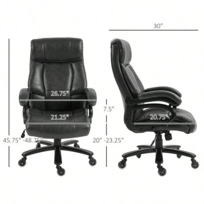 Vinsetto Big and Tall Office Chair, PU Leather Desk Chair 400lb, Black