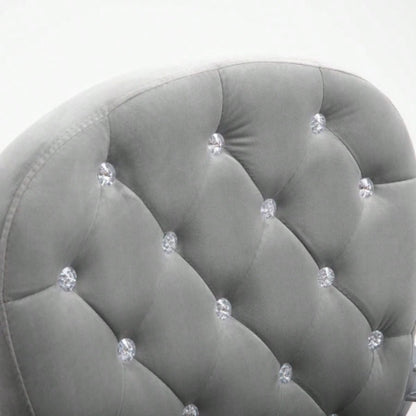 Velvet Home Office Chair, Button Tufted Desk Chair with Padded Armrests, Adjustable Height and Swivel Wheels, Gray