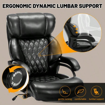 600lbs Big and Tall Office Chair, Executive Chair with Adjustable Headrest, High Back Wide, Heavy Duty PU Leather Home Office, Comfortable Large Desk Chair
