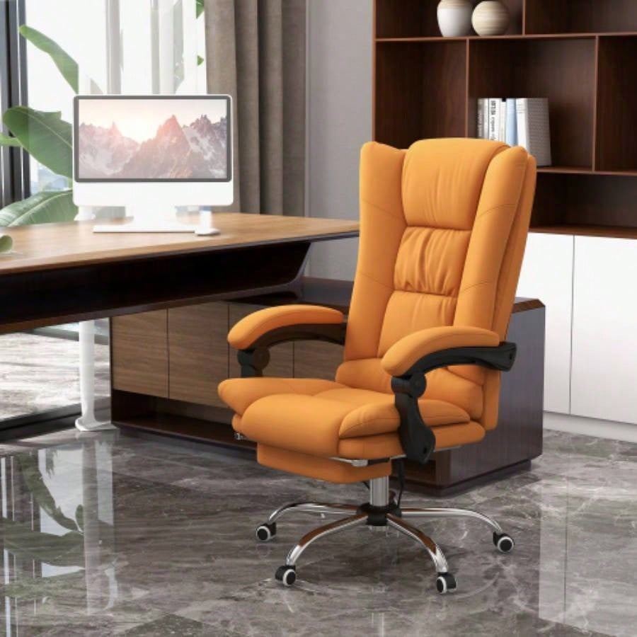 Vinsetto Executive Massage Office Chair with 4 Vibration and Heat, 3 Modes, PU Leather Swivel Chair with Adjustable Height, Reclining Back, and Footrest, Light Brown