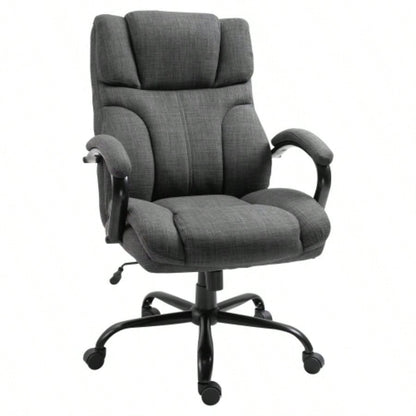 500lbs Big and Tall Office Chair with Wide, Ergonomic Executive Computer Chair with Adjustable Height, Swivel Wheels and Linen, Dark
