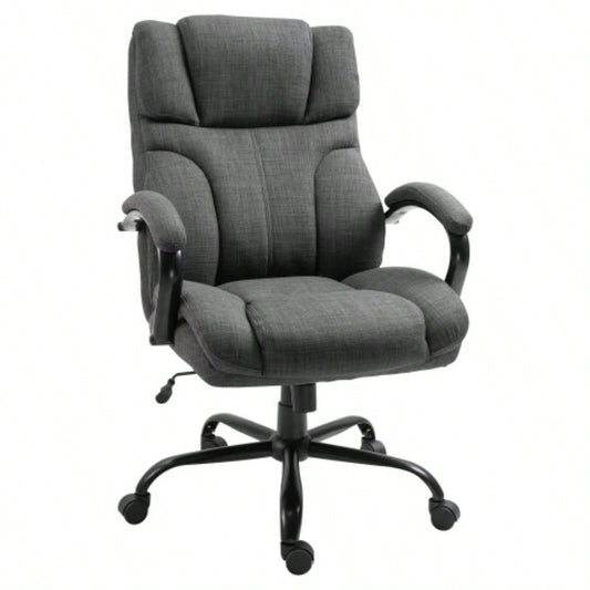 500lbs Big and Tall Office Chair with Wide, Ergonomic Executive Computer Chair with Adjustable Height, Swivel Wheels and Linen, Dark
