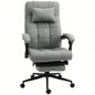 Vinsetto Executive Linen - Feel Fabric Office Chair High Back Swivel Task Chair with Adjustable Height Upholstered Retractable Footrest, Headrest and Padded Armrest, Light