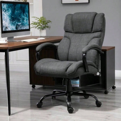 500lbs Big and Tall Office Chair with Wide, Ergonomic Executive Computer Chair with Adjustable Height, Swivel Wheels and Linen, Dark