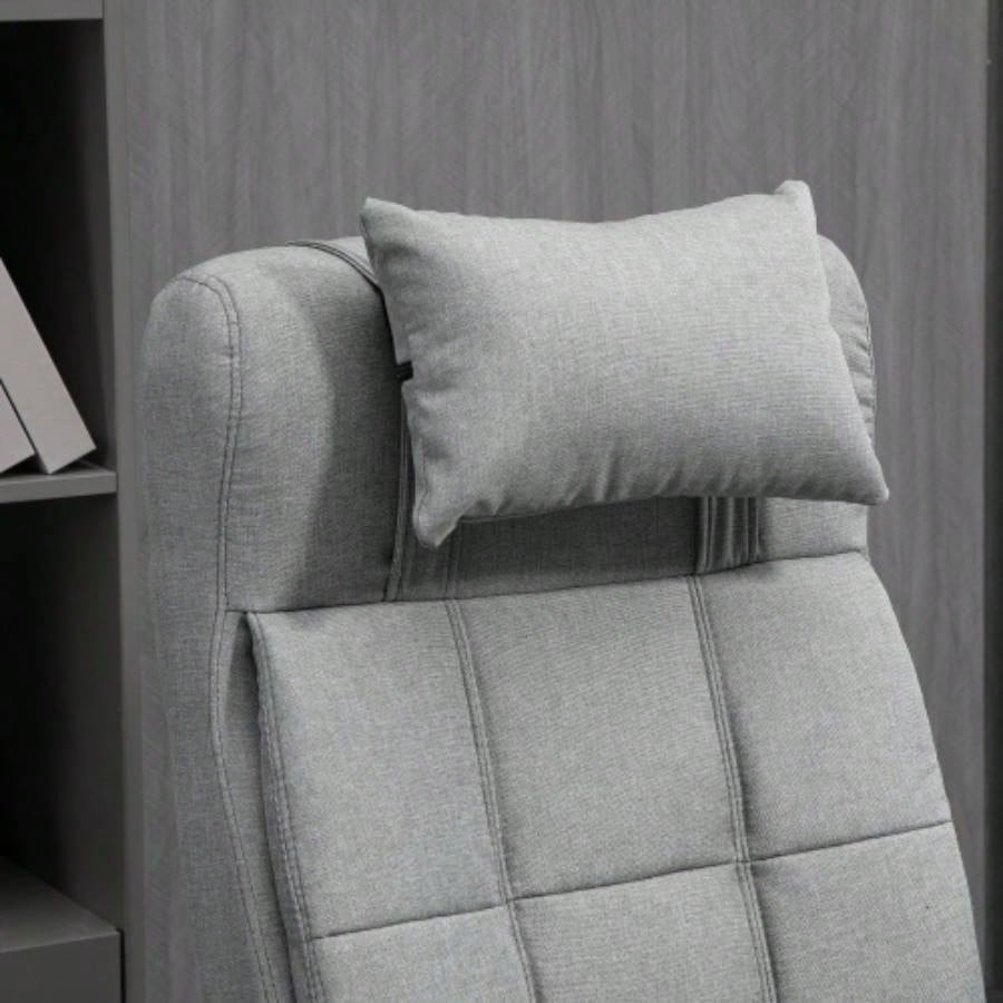 Vinsetto Executive Linen - Feel Fabric Office Chair High Back Swivel Task Chair with Adjustable Height Upholstered Retractable Footrest, Headrest and Padded Armrest, Light