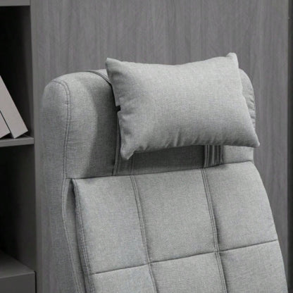 Vinsetto Executive Linen - Feel Fabric Office Chair High Back Swivel Task Chair with Adjustable Height Upholstered Retractable Footrest, Headrest and Padded Armrest, Light