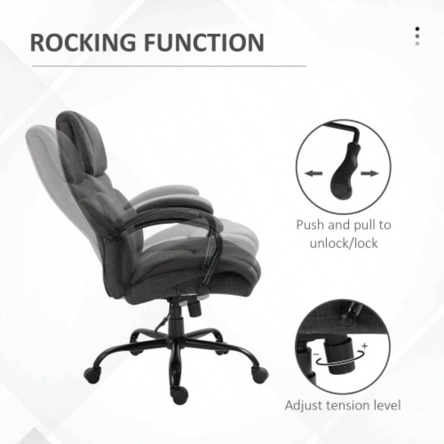 500lbs Big and Tall Office Chair with Wide, Ergonomic Executive Computer Chair with Adjustable Height, Swivel Wheels and Linen, Dark
