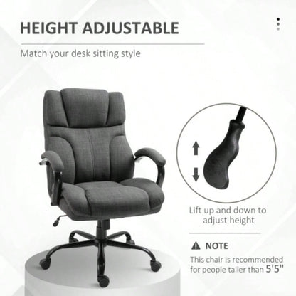 500lbs Big and Tall Office Chair with Wide, Ergonomic Executive Computer Chair with Adjustable Height, Swivel Wheels and Linen, Dark
