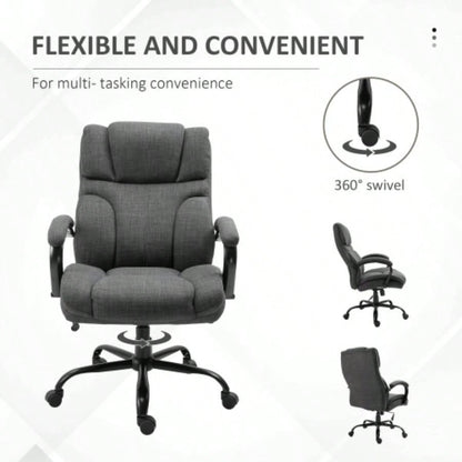500lbs Big and Tall Office Chair with Wide, Ergonomic Executive Computer Chair with Adjustable Height, Swivel Wheels and Linen, Dark