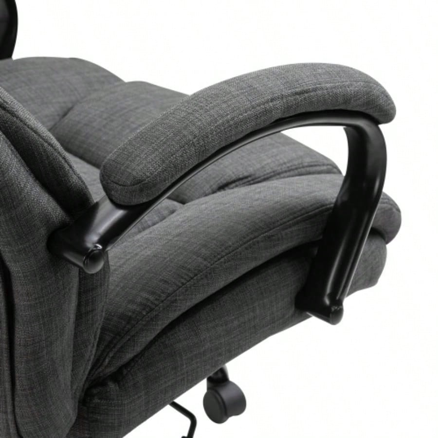 500lbs Big and Tall Office Chair with Wide, Ergonomic Executive Computer Chair with Adjustable Height, Swivel Wheels and Linen, Dark