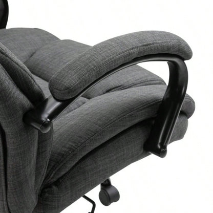 500lbs Big and Tall Office Chair with Wide, Ergonomic Executive Computer Chair with Adjustable Height, Swivel Wheels and Linen, Dark