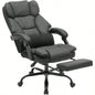 Office Chair with Foot Rest, Executive Office Chair with Arms, Reclining Computer Chair with Wheels and Lumbar Support, PU Leather Comfy Swivel Chair Home Office