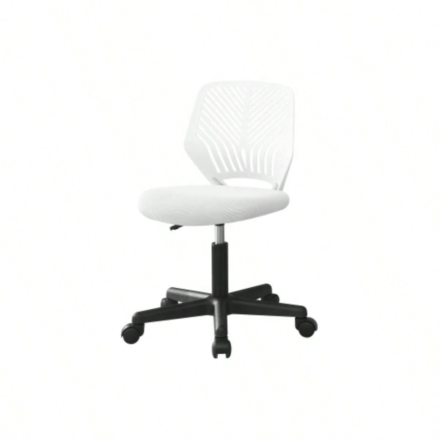 Office Chair, Adjustable Height, Swivel, Ergonomic, Computer Desk, Work, Juvenile, White Mesh, Black Metal, Contemporary, Modern
