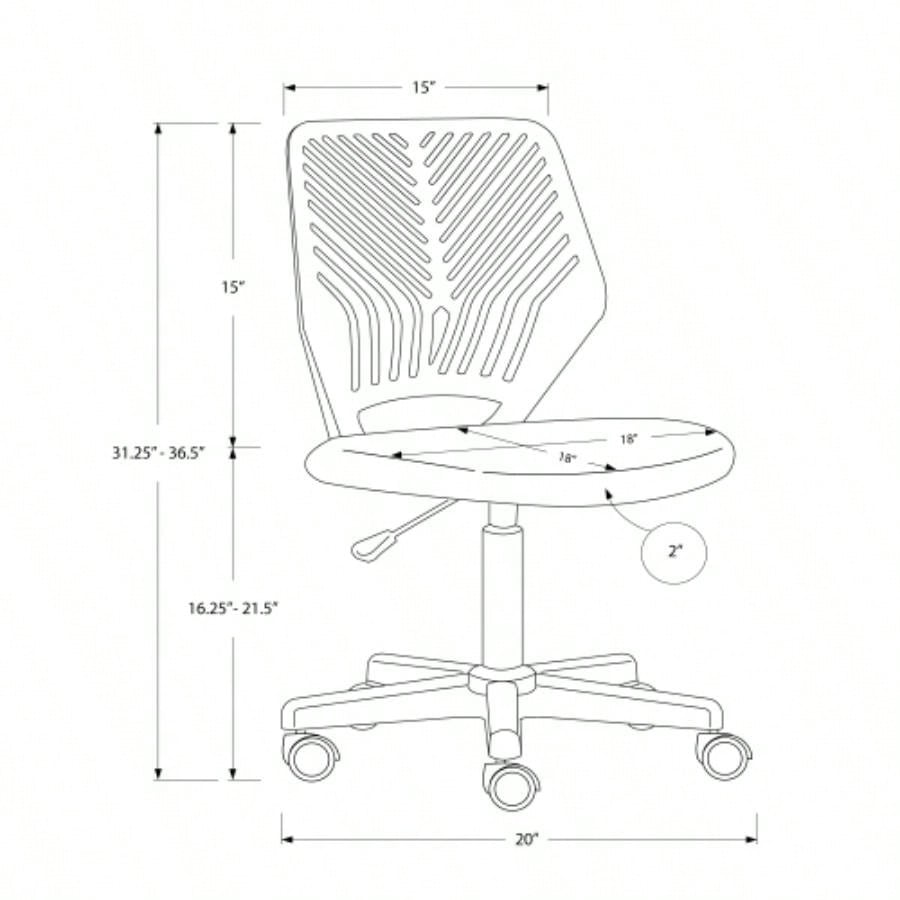 Office Chair, Adjustable Height, Swivel, Ergonomic, Computer Desk, Work, Juvenile, White Mesh, Black Metal, Contemporary, Modern
