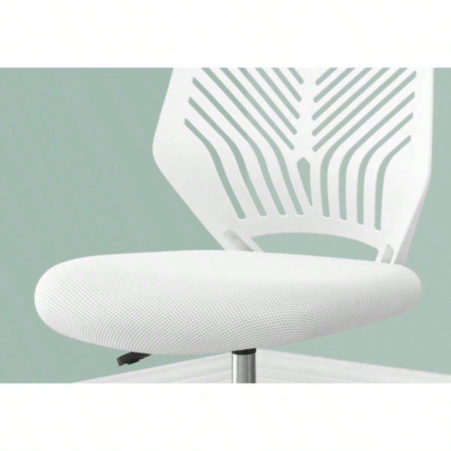 Office Chair, Adjustable Height, Swivel, Ergonomic, Computer Desk, Work, Juvenile, White Mesh, Black Metal, Contemporary, Modern