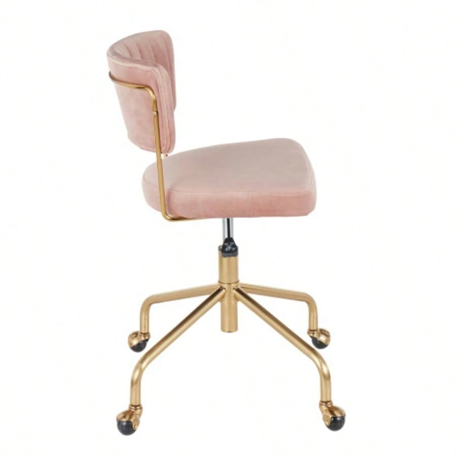 Tania Contemporary Task Chair in Gold Metal and Pink Velvet by LumiSource