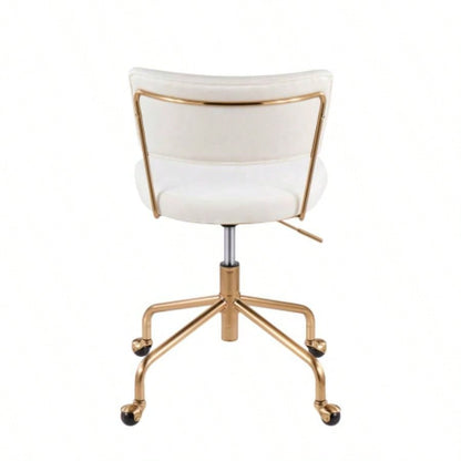 Tania Contemporary Task Chair in Gold Metal and Velvet by LumiSource