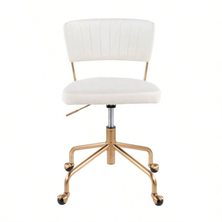 Tania Contemporary Task Chair in Gold Metal and Velvet by LumiSource