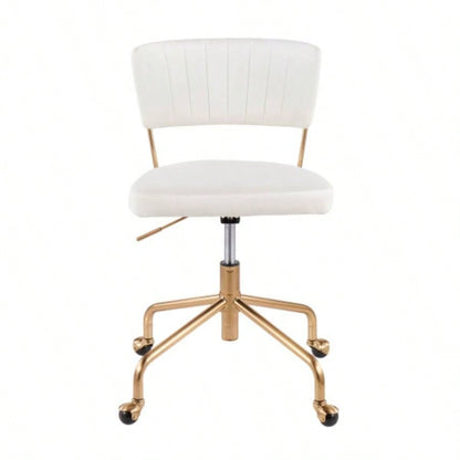 Tania Contemporary Task Chair in Gold Metal and Velvet by LumiSource