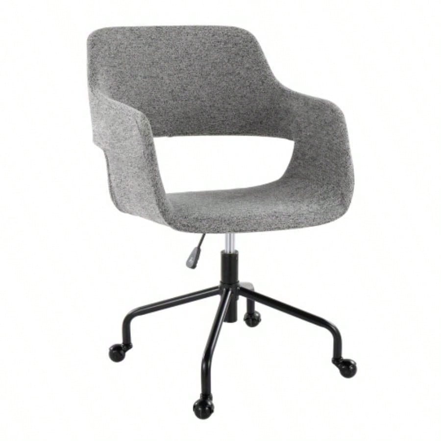Margarite Contemporary Adjustable Office Chair in Black Metal and Fabric by LumiSource