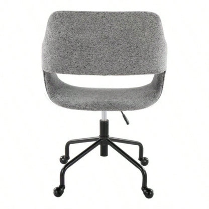 Margarite Contemporary Adjustable Office Chair in Black Metal and Fabric by LumiSource