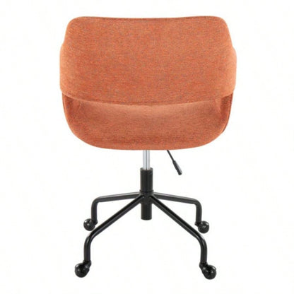Margarite Contemporary Adjustable Office Chair in Black Metal and Orange Fabric by LumiSource