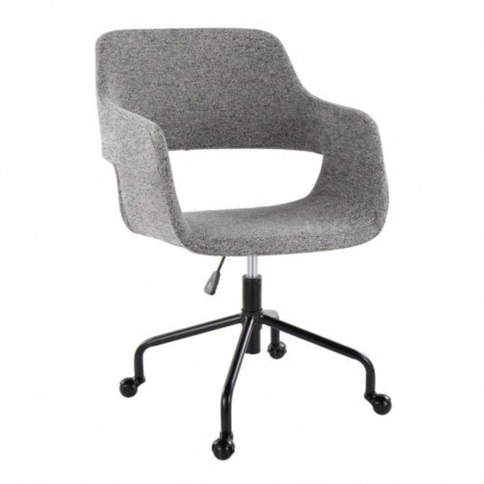 Margarite Contemporary Adjustable Office Chair in Black Metal and Fabric by LumiSource