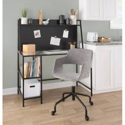 Margarite Contemporary Adjustable Office Chair in Black Metal and Fabric by LumiSource