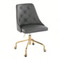 Marche Contemporary Adjustable Office Chair with Casters in Gold Metal and Faux Leather by LumiSource