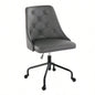 Marche Contemporary Adjustable Office Chair with Casters in Black Metal and Faux Leather by LumiSource