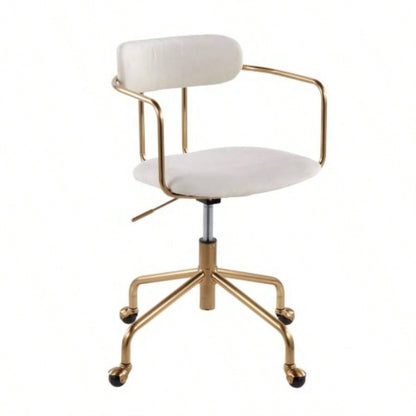 Demi Contemporary Office Chair in Gold Metal and Velvet by LumiSource