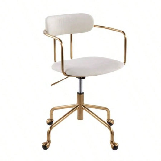Demi Contemporary Office Chair in Gold Metal and Velvet by LumiSource