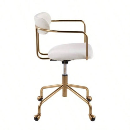 Demi Contemporary Office Chair in Gold Metal and Velvet by LumiSource