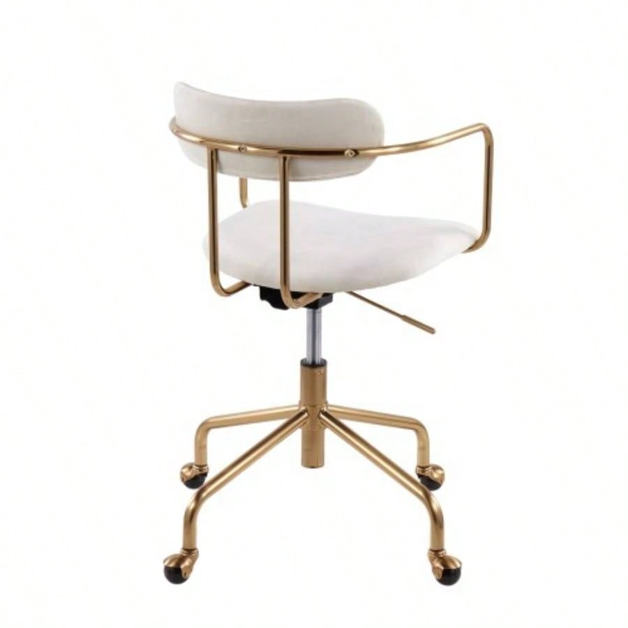 Demi Contemporary Office Chair in Gold Metal and Velvet by LumiSource